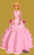 tort lalka barbie z różową sukienką z perełkami