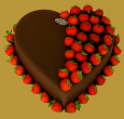 tort okolicznościowy serce z truskawkami w czekoladzie