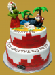 tort urodzinowy z misiem i żabą
