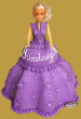 tort lalka barbie - fioletowa sukienka