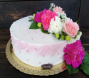 tort urodzinowy z kwiatami + bok ombre