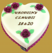 tort urodzinowy serce z fioletowymi różami