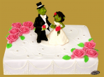 tort weselny w stylu amerykańskim mały z Shrekiem i Fioną
