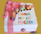 tort dziecięcy z klaunami dla dziewczynki