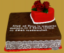 tort urodzinowy z koronką oraz z sercem