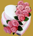 tort weselny 2 piętrowy serca z żywymi różowymi różami