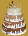 spektakularny tort weselny z panoramami miast