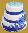 tort weselny w stylu angielskim w odcieniach niebieskiego