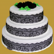 tort weselny w stylu angielskim z czarną koronką