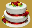 tort weselny  w stylu angielskim 2 piętrowy z kolorowymi kwiatami