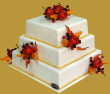 tort weselny w stylu angielskim kwadratowy w barwach jesieni