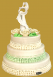 tort weselny w stylu angielskim z kropkami