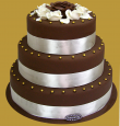 tort weselny angielski w ciemnej plastycznej czekoladzie plus wstążki