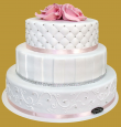tort weselny w stylu angielskim srebrno różowa dekoracja