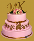 tort weselny angielski różowy ze złotymi dodatkami