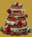 tort weselny w stylu rustyklanym na korze 4 piętrowy
