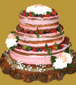 tort weselny 3 piętrowy rustykalny na korze - różowy