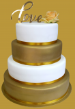tort weselny biało złoty 4 piętrowy
