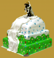 tort weselny w stylu angielskim 3 piętrowy kwadratowy para młoda na stoku narciarskim