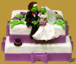 tort weselny w stylu angielskim 2 piętrowy kwadratowy z żabkami