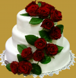 tort weselny w stylu angielskim 3 piętrowy okrągły, żywe róże czerwone