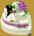 tort weselny w stylu angielskim 3 piętrowy serca z żabkami