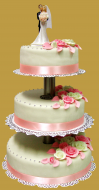 tort weselny na stelażu tradycyjnym w białej czekoladzie