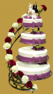tort weselny na stelażu tradycyjnym 4- piętrowy z żywymi kwiatami