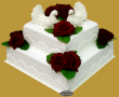 tort weselny w stylu angielskim 2 piętrowy kwadratowy z żywymi różami
