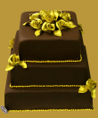 tort weselny w stylu angielskim 3 piętrowy kwadratowy w czekoladzie