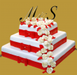 tort weselny w stylu angielskim kwadratowy duży