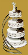 tort weselny na stelażu tradycyjnym 4- piętrowy brązowe dodatki