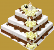 tort weselny w stylu angielskim 3 piętrowy kwadratowy duży brązowe dodatki