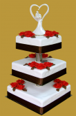 tort weselny 3 piętrowy kwadratowy z figurką