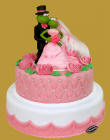 tort weselny 2 piętrowy w stylu angielskim z żabkami
