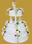 tort weselny duży z wbudowanym stelażem białe kwiaty