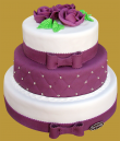 tort weselny w stylu angielskim fioletowe dodatki