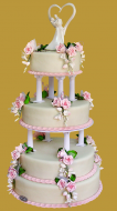 tort weselny w stylu angielskim 4 piętrowy - bardzo elegancki tort