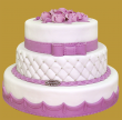 tort weselny w stylu angielskim pikowany fioletowe dodatki