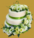 tort weselny w stylu angielskim z żywą pistacjową eustomą